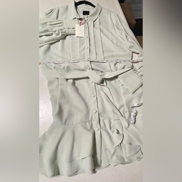 Alex Marie Women’s Jesse Long Sleeves Tie Waist Tiered Pleated Shirt Dress Sz 18 - Picture 11 of 14